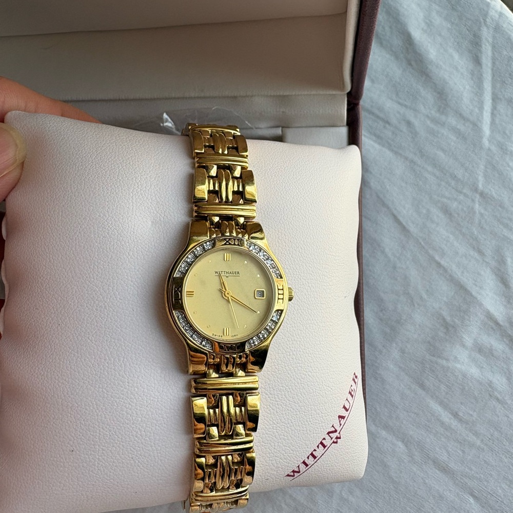 Gold Women's Watch with Crystal Detailing